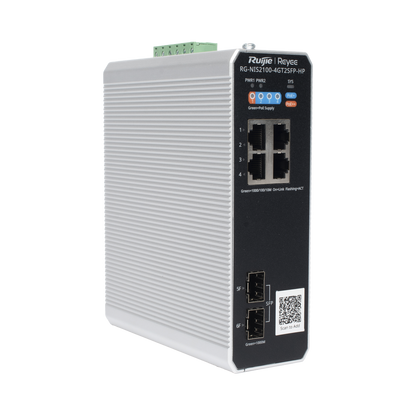 Switch Industrial PoE+ hasta 180 watts , Ideal para temperaturas Extremas y protección contra descargas, 1 puerto PoE++ 60W y 3 puertos PoE+ 30W, 2 SFP Uplink