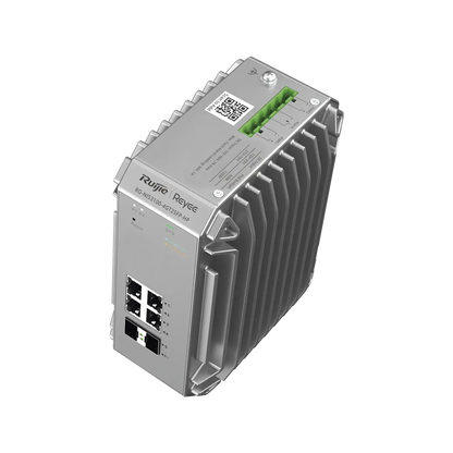 Switch Industrial PoE hasta , Ideal para temperaturas Extremas y protección contra descargas, 4 Puertos Gigabit PoE 802.3 af/at, 2 puertos SFP Administrable Cloud
