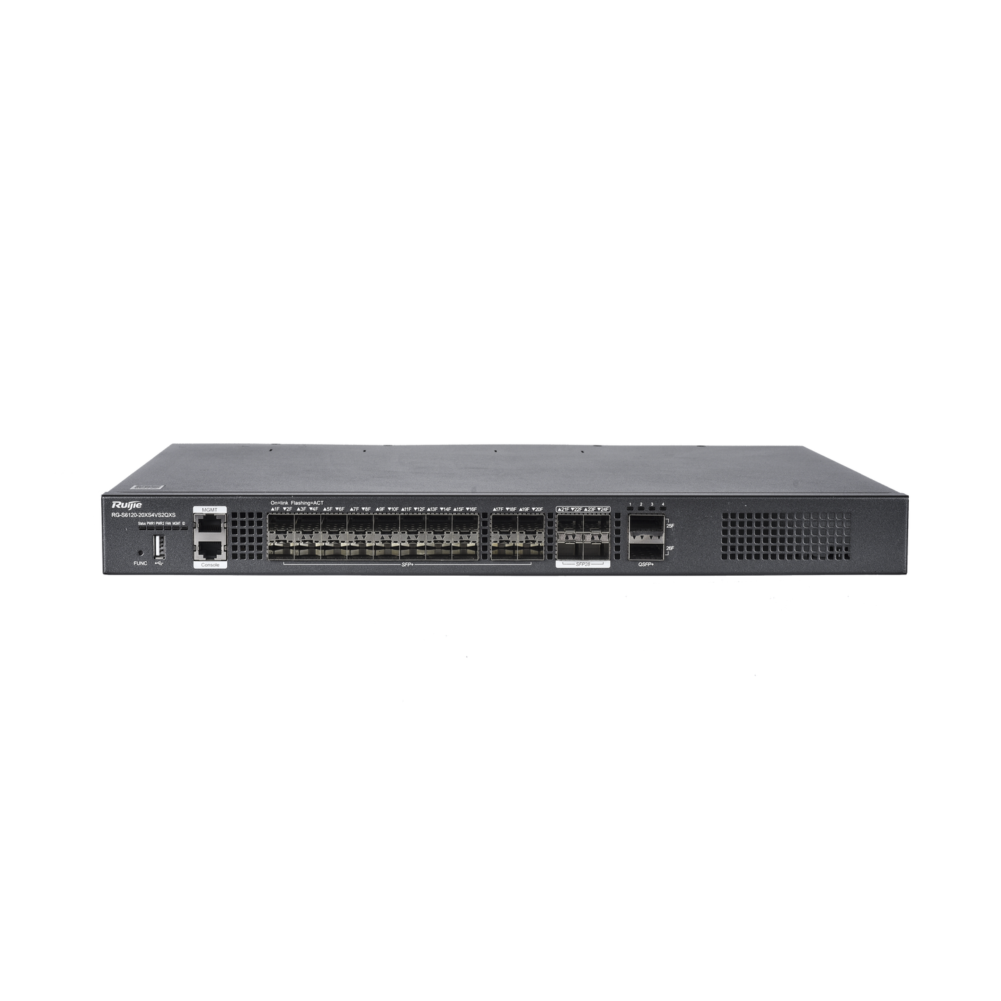 Switch distribución de fibra hasta 23 Tbps de Capacidad, 20 puertos SFP+ 10G, 4 Puertos SFP28 25G y 2 puertos QSFP+ 40G