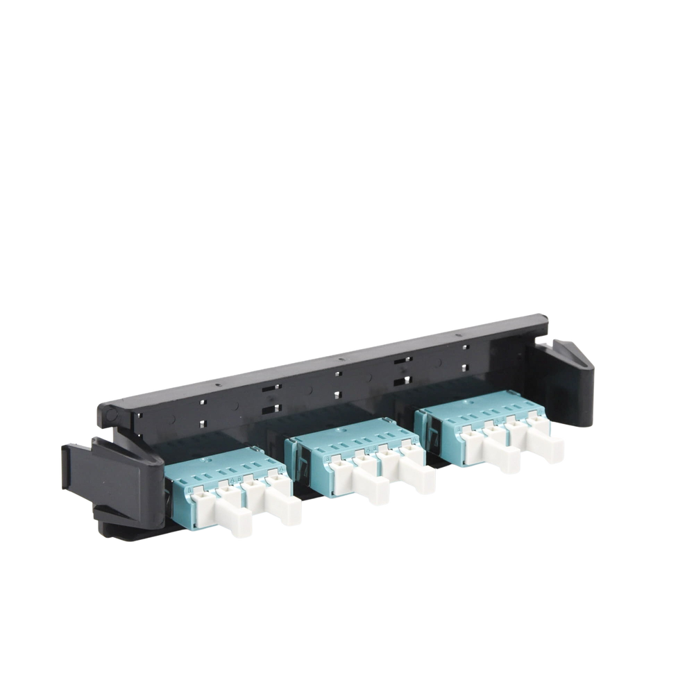Placa acopladora de Fibra Óptica Quick-Pack, Con 6 Conectores LC Duplex (12 Fibras), Para Fibra Multimodo, Aqua