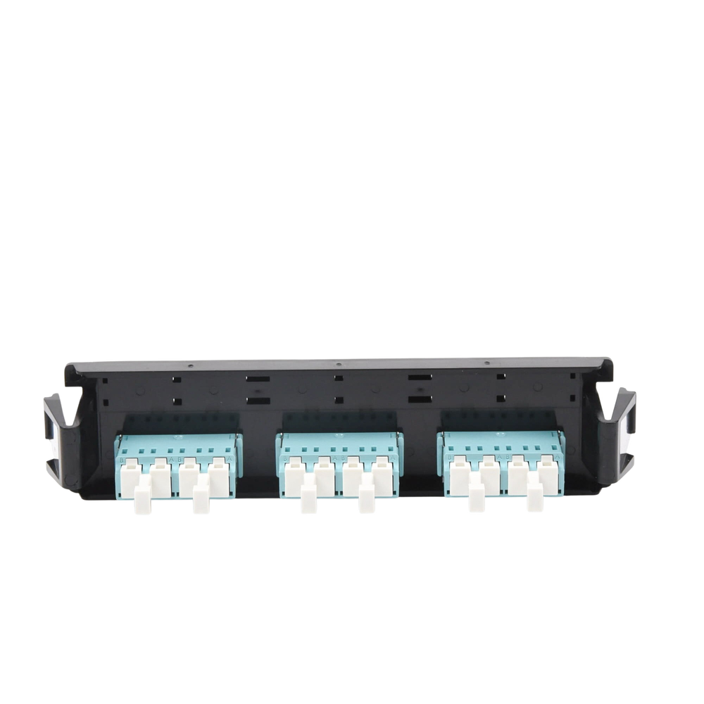 Placa acopladora de Fibra Óptica Quick-Pack, Con 6 Conectores LC Duplex (12 Fibras), Para Fibra Multimodo, Aqua