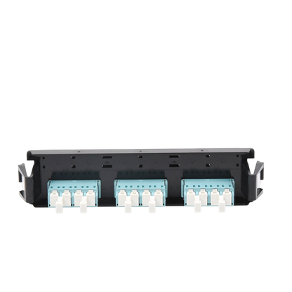 Placa acopladora de Fibra Óptica Quick-Pack, Con 6 Conectores LC Duplex (12 Fibras), Para Fibra Multimodo, Aqua