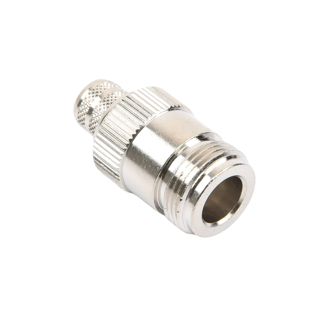 Conector N Hembra Inverso de Anillo Plegable para Cables 9913, RG-8/U, LMR-400, Grupo I, Níquel/ Oro/ Teflón.