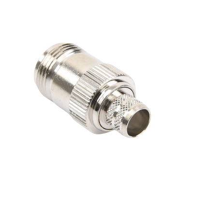 Conector N Hembra Inverso de Anillo Plegable para Cables 9913, RG-8/U, LMR-400, Grupo I, Níquel/ Oro/ Teflón.
