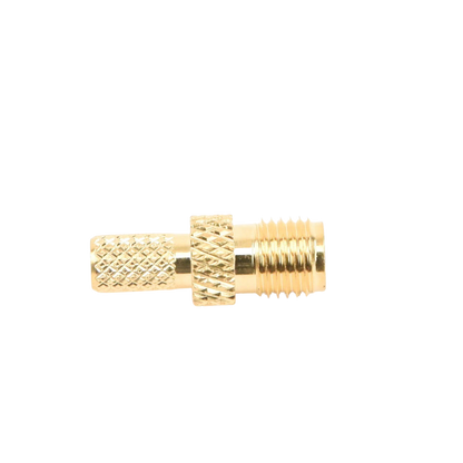Conector SMA hembra inverso de anillo plegable para cable RG-58/U, Oro/ Oro Teflón.