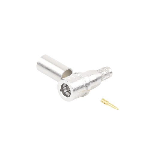 Conector QMA (Quick Mate) Macho, Anillo Plegable para RG-8/X, LMR-240, Bronce Blanco/Oro/Teflón.