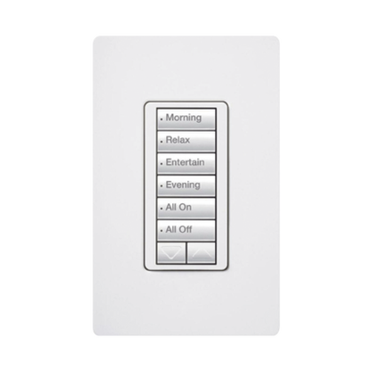 (RadioRA2) Teclado Seetouch Hibrido 6 botones, 2 botones subir/bajar, programe escenas diferentes en cada botón,puede instalarse en un interruptor de luz.