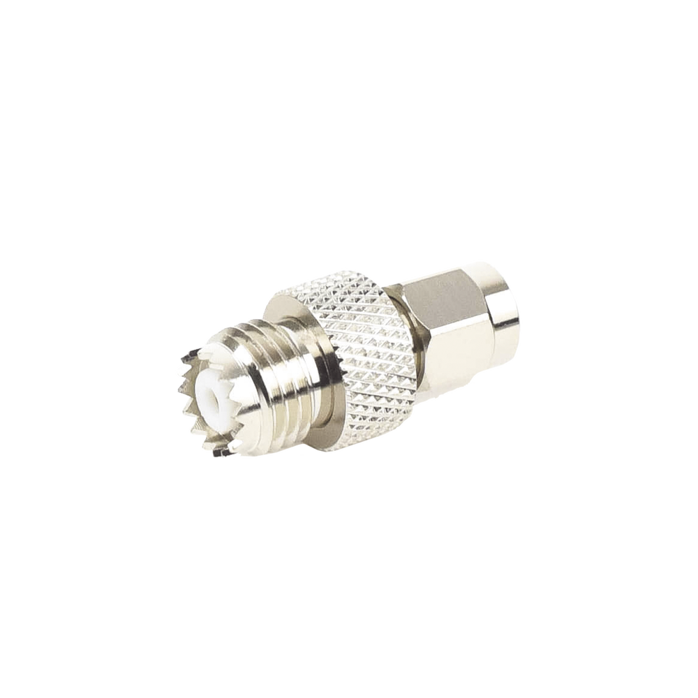 Adaptador en Línea, de Conector SMA Macho a Mini-UHF Hembra, Níquel/ Oro/ Teflón.Au/Teflón.
