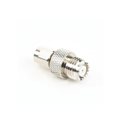 Adaptador en Línea, de Conector SMA Macho a Mini-UHF Hembra, Níquel/ Oro/ Teflón.Au/Teflón.