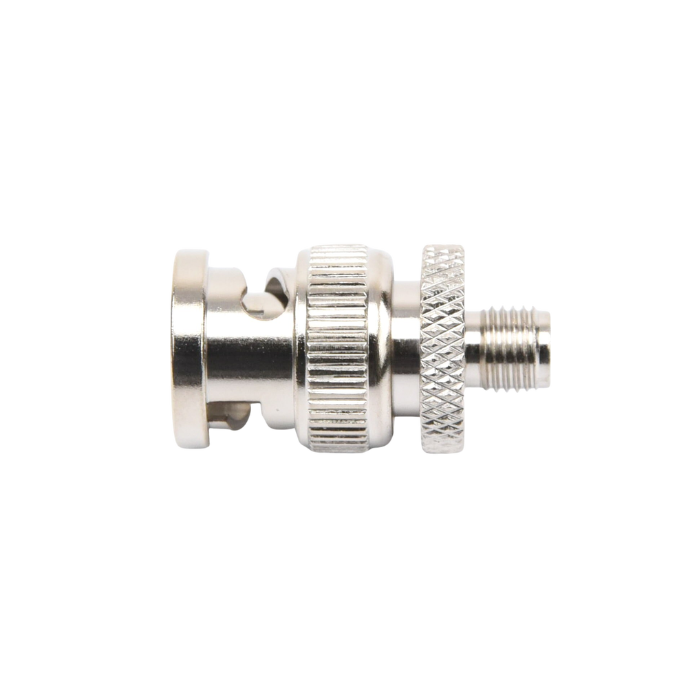 Adaptador en Línea de Conector SMA Hembra a BNC Macho, Níquel/ Oro/ Teflón.
