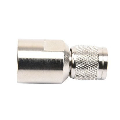 Conector TNC Macho de Rosca Izquierda Métrica, Tipo Rosca para RG-8/U, 9913, LMR-400, CNT-400 del Grupo I,  Plata/ Oro/ Teflón.