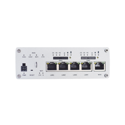 Router Industrial Dual LTE Cat 6 / 600 Mbps / 5 Puertos Gigabit / WiFi 5 / Doble SIM / GNSS / PoE / -40°C a 75°C
