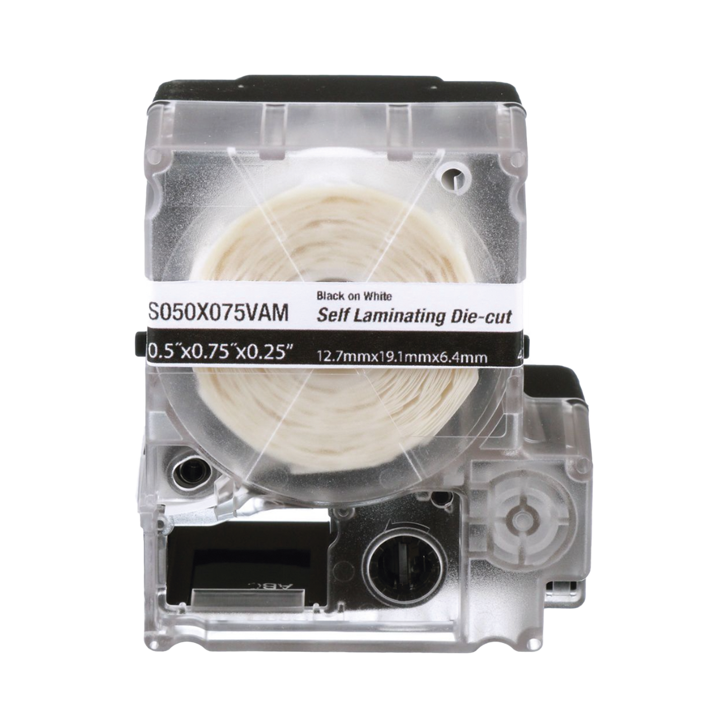 Casete de 300 Etiquetas Autolaminadas de 19.1 x 25.4 mm (0.75 x 1 Pulgadas), para Cables de 2 a 4 mm (0.08 a 0.16 Pulgadas) de Diámetro, Área de Impresión Color Blanco