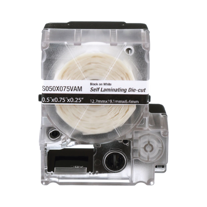 Casete de 300 Etiquetas Autolaminadas de 19.1 x 25.4 mm (0.75 x 1 Pulgadas), para Cables de 2 a 4 mm (0.08 a 0.16 Pulgadas) de Diámetro, Área de Impresión Color Blanco