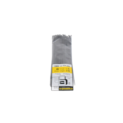 Cincho de Nylon 6.6 StrongHold™, 370mm largo x 3.6mm ancho, Color Negro, Exterior Resistente a Rayos UV, Paquete de 100pz