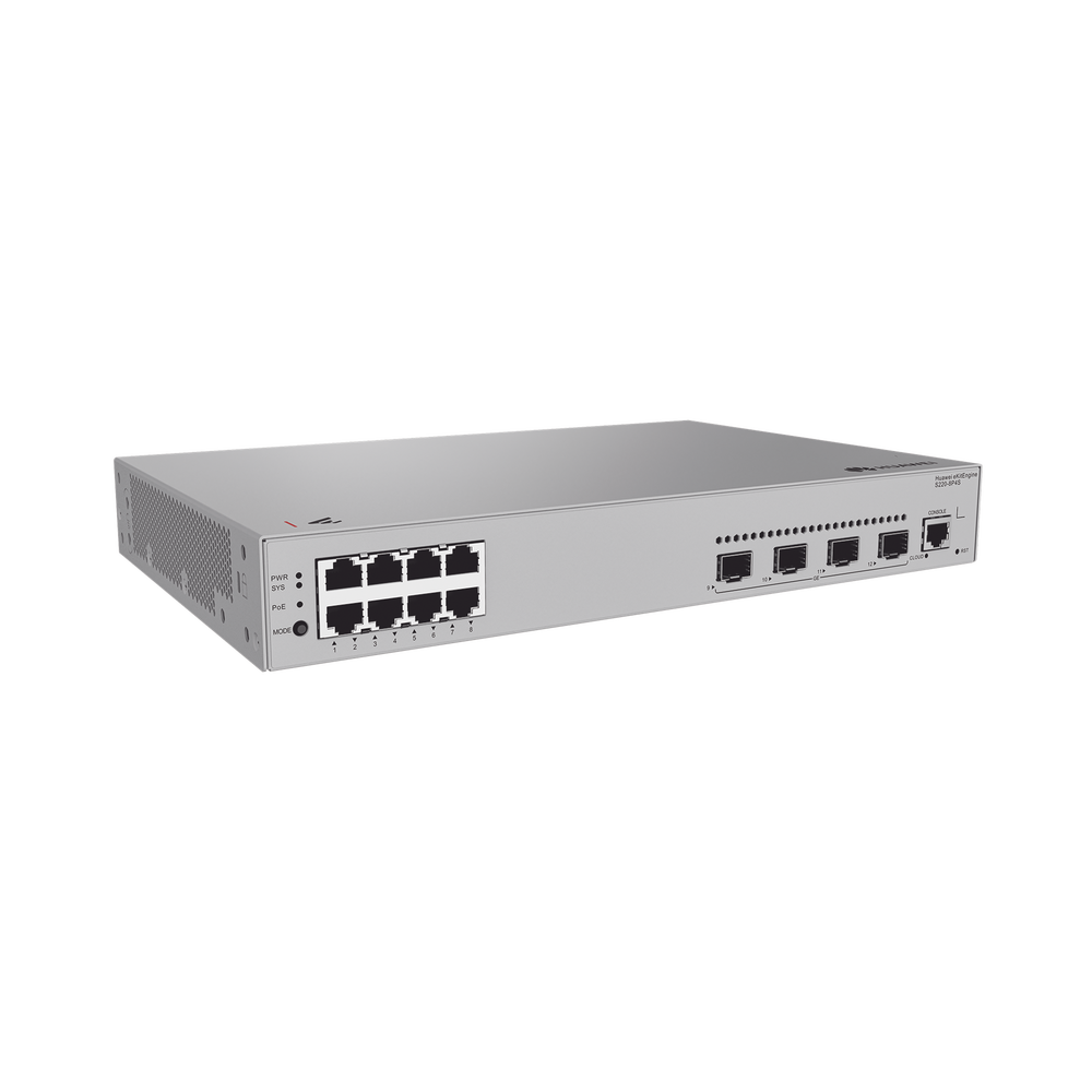 Switch de acceso eKit Administrable / Capa 2 / 8 Puertos PoE+ Gigabit + 4 SFP + Puerto Consola / PoE Perpetuo / Presupuesto PoE 125 W / Sin licenciamiento