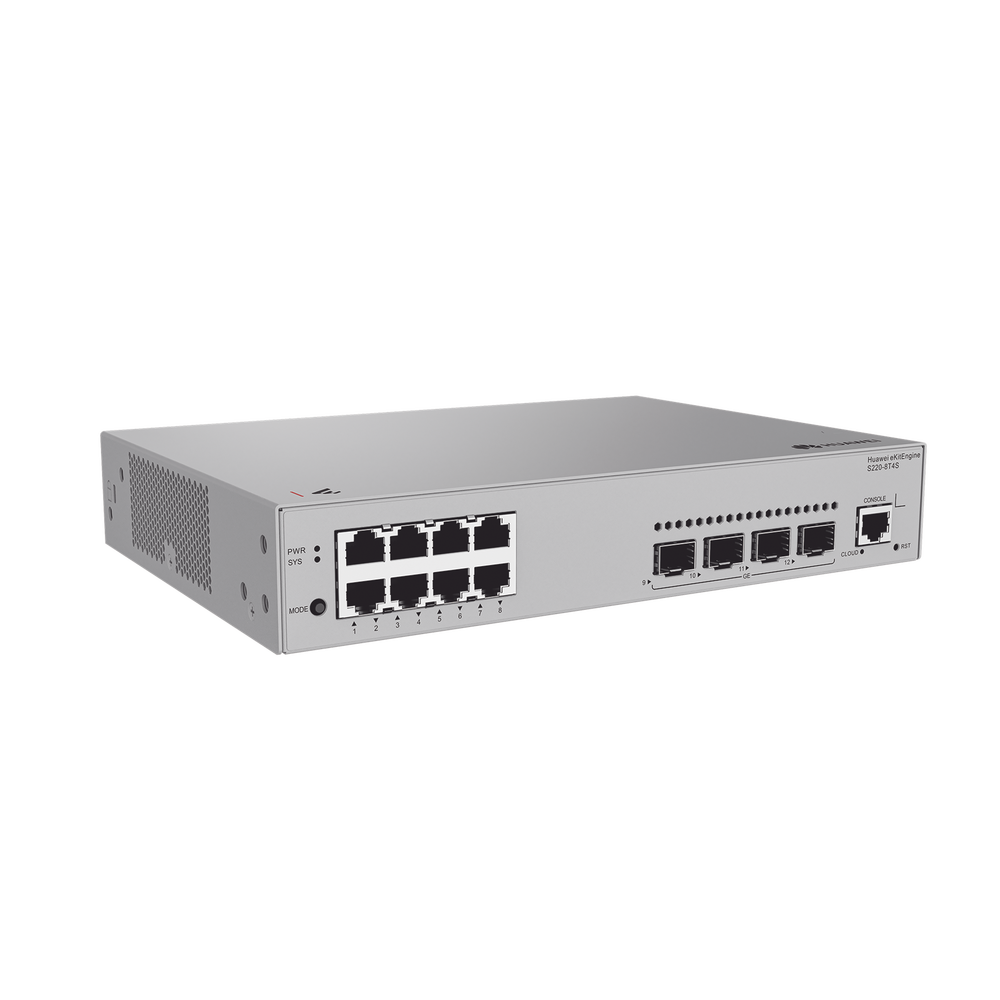 Switch de Acceso eKit Administrable Capa 2 / 8 Puertos Gigabit / 4 Puertos SFP / 1 Puerto de Consola / Gestión Gratuita desde la Nube / Libre de Licenciamiento