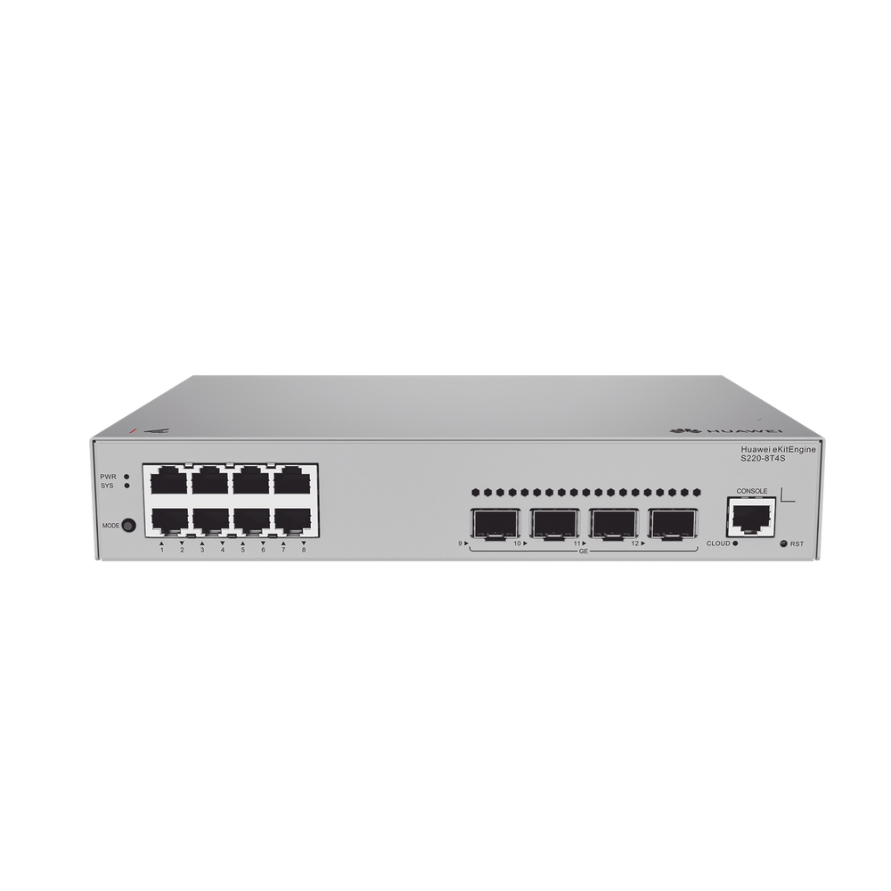 Switch de Acceso eKit Administrable Capa 2 / 8 Puertos Gigabit / 4 Puertos SFP / 1 Puerto de Consola / Gestión Gratuita desde la Nube / Libre de Licenciamiento
