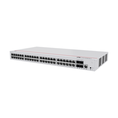 Switch de Distribución/Core Gigabit Administrable PoE Capa 3 / 48 puertos 10/100/1000 Mbps (PoE) / 4 Puertos 1GE SFP Uplink / ERPS / Rutas Estáticas / iStack / PoE Perpetuo / 380W / Administración Nube Gratis