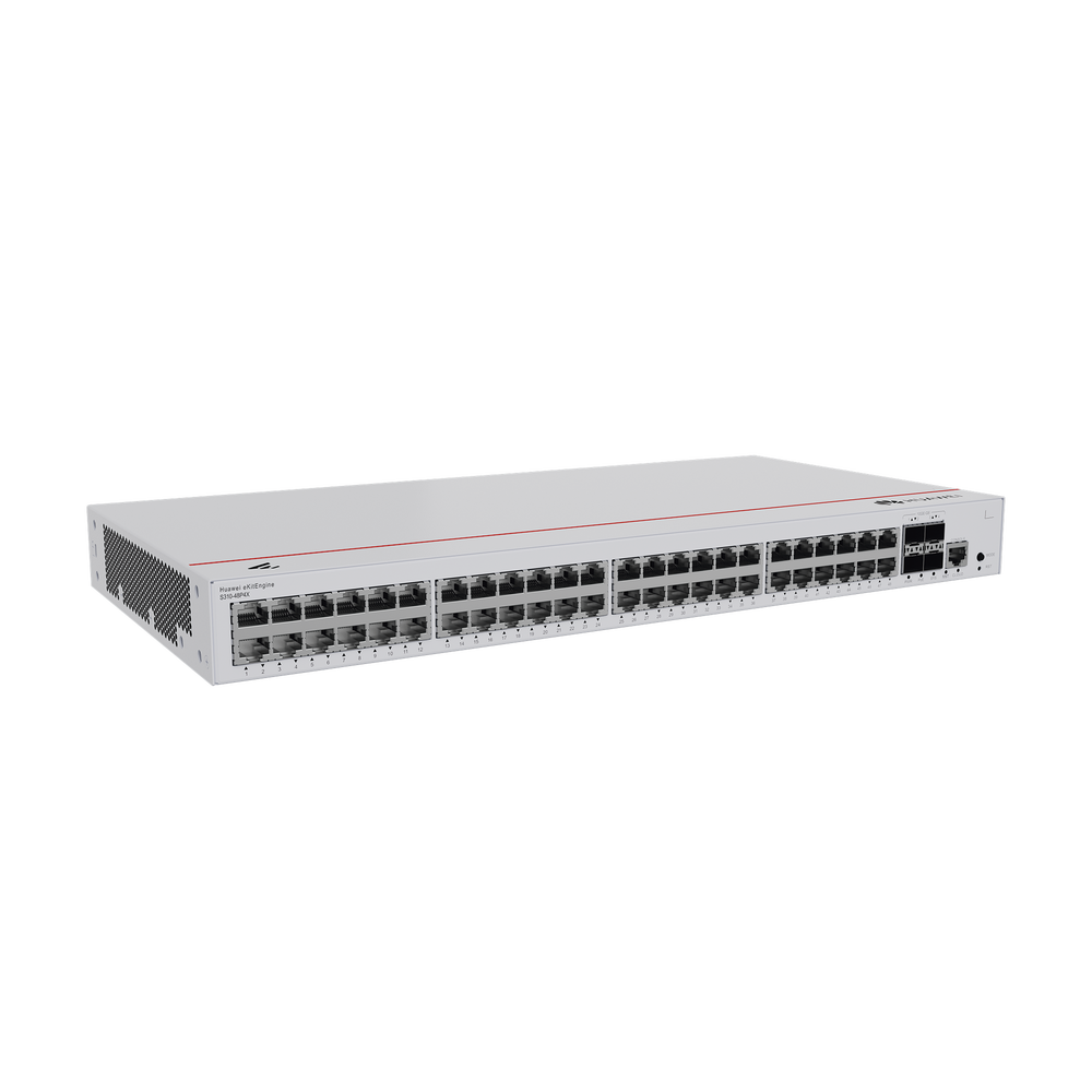 Switch de Distribución/Core Gigabit Administrable PoE Capa 3 / 48 puertos 10/100/1000 Mbps (PoE) / 4 Puertos 10GE SFP+ Uplink / ERPS / Rutas Estáticas / iStack / PoE Perpetuo / 380W / Administración Nube Gratis