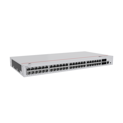 Switch de Distribución/Core Gigabit Administrable PoE Capa 3 / 48 puertos 10/100/1000 Mbps (PoE) / 4 Puertos 10GE SFP+ Uplink / ERPS / Rutas Estáticas / iStack / PoE Perpetuo / 380W / Administración Nube Gratis