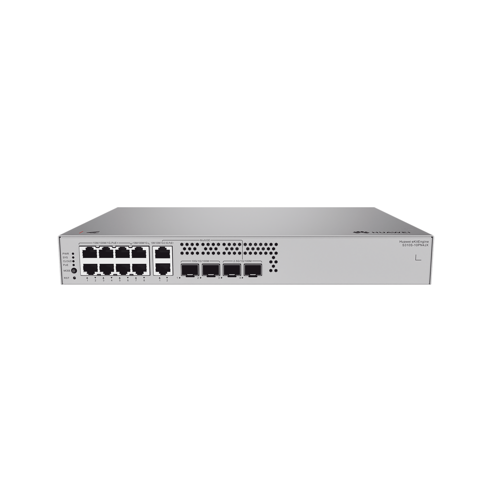 Switch de Acceso eKit Administrable  / Capa 2+ / 6 Puertos PoE+ Gigabit + 2 Puertos PoE+ Multi-Gigabit (2.5 Gbps) + 2 Puertos Gigabit + 2 Puertos SFP + 2 Puertos SFP+ / PoE Perpetuo / Presupuesto PoE 128 W / Sin licenciamiento