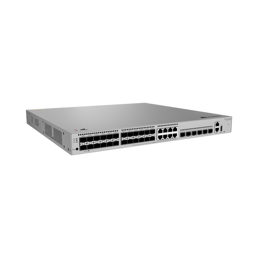 Switch Empresarial Core Gigabit Administrable  Capa 3 / 24 puertos 1GE SFP ( Combo con 8 Puertos 10/100/1000 Mbps) / 4 Puertos 10GE SFP+ Uplink / 2 Puertos 10GE SFP+ (Stack) / ERPS / Ruteo Dinámico (RIP, OSPF, IS-IS y BGP)  / iStack / Administraci&