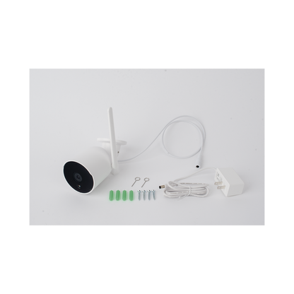 CAMARA BALA IP 2MP| WIFI | AUDIO DE 2 VIAS| ALMACENAMIENTO EN MICROSD| LENTE DE 4MM | ANGULO DE APERTURA 90 GRADOS IP65
