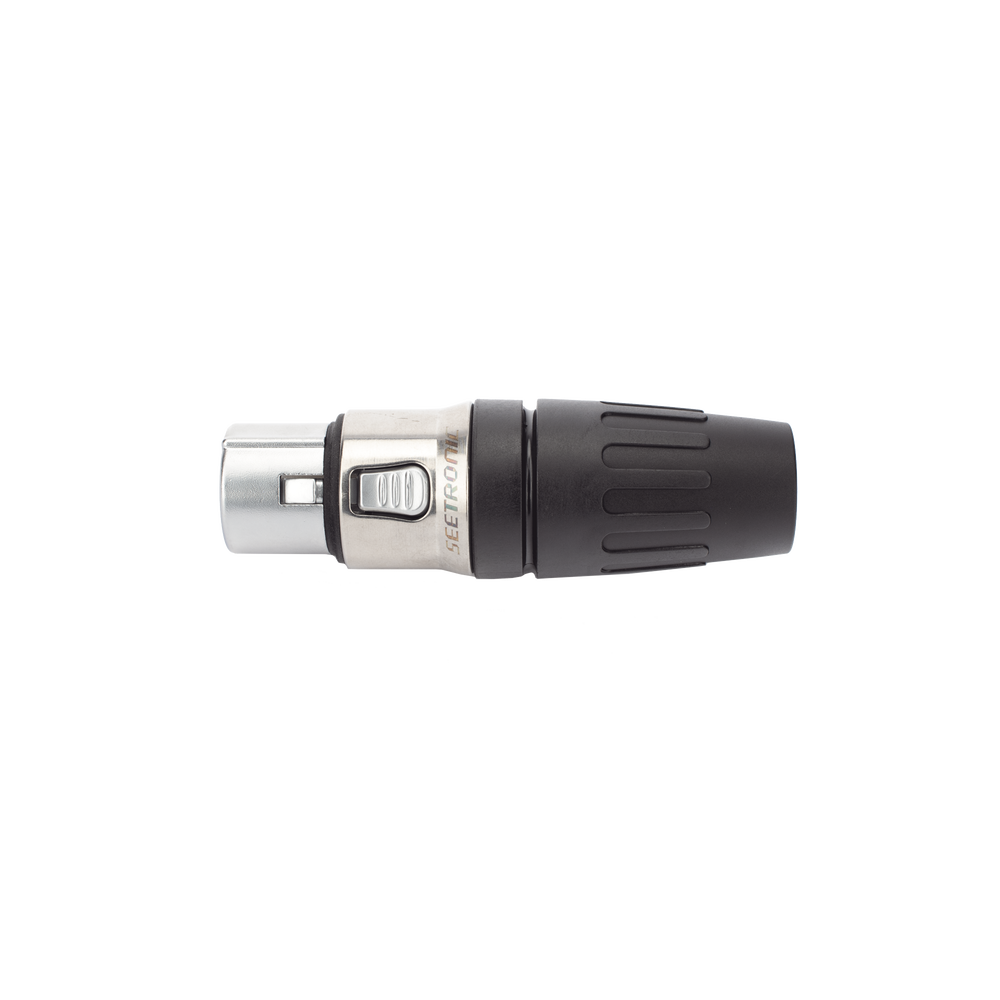 Conector hembra XLR de 3 núcleos con carcasa de acero inoxidable y contactos chapados en oro
