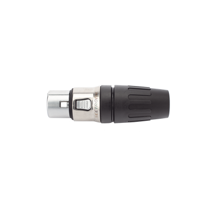 Conector hembra XLR de 3 núcleos con carcasa de acero inoxidable y contactos chapados en oro