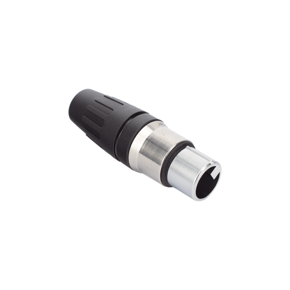 Conector hembra XLR de 3 núcleos con carcasa de acero inoxidable y contactos chapados en oro