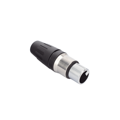 CONECTOR MACHO XLR DE 3 NÚCLEOS CON CARCASA DE ACERO INOXIDABLE Y CONTACTOS CHAPADOS EN ORO