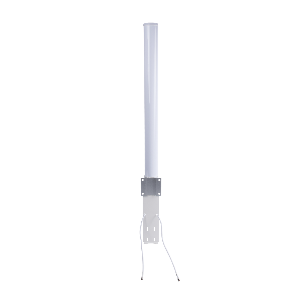 Antena Omnidireccional en 2.4 GHz, Rango de Frecuencias (2.3 - 2.5 GHz), Ganancia de 10 dBi, Doble Polaridad MIMO 2x2, Incluye Jumpers