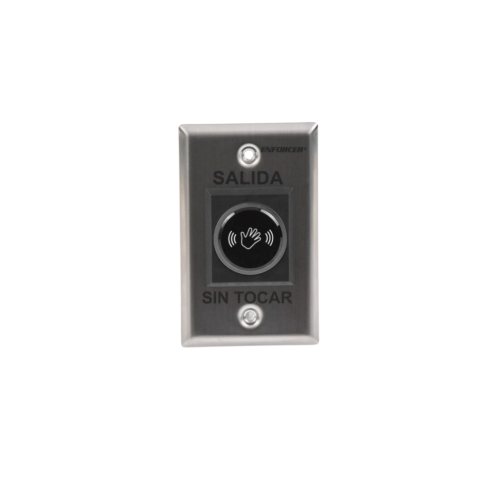 Botón de Salida sin Contacto / Sensor IR / Iluminado / Normalmente Abierto y Cerrado / Distancia Ajustable de Detección /  Rele Ajustable de 0.5 a 30 Segundos / Uso Interior
