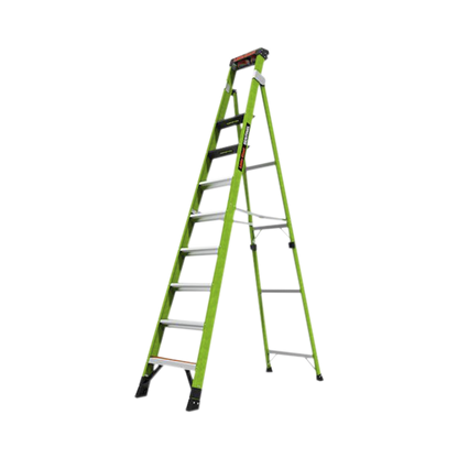 Escalera de 3.05 m Capacidad máxima de 170 Kg, inclinada, de fibra de vidrio con almohadilla de pared giratoria.