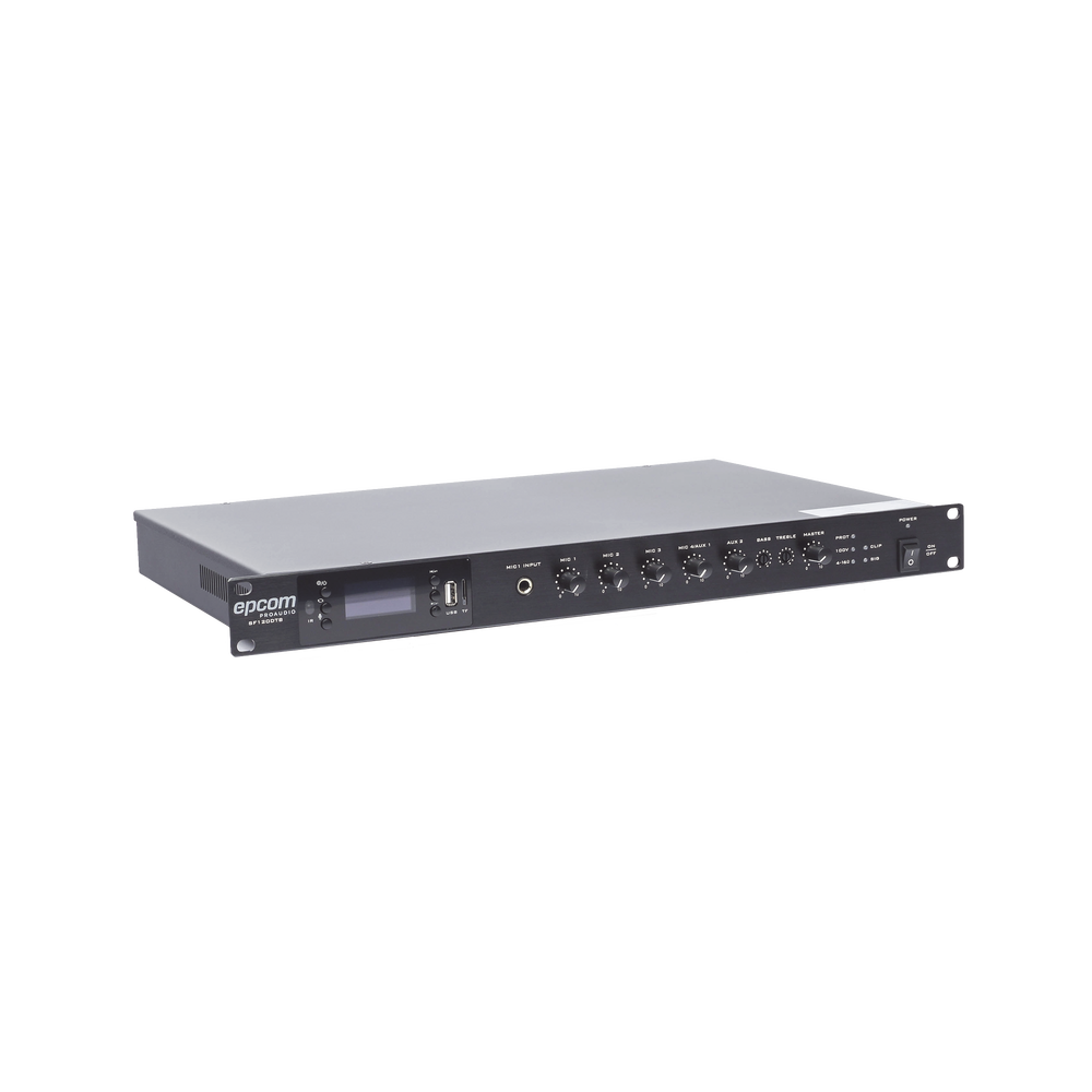 Amplificador Mezclador | 120W RMS | Sistema 100V y Baja Impedancia | MP3 | Tuner | Bluetooth | Música ambiental y Voceo