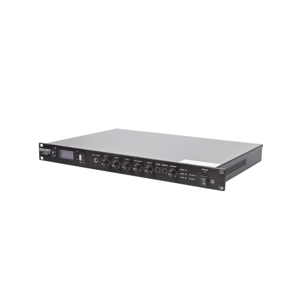 Amplificador Mezclador | 120W RMS | Sistema 100V y Baja Impedancia | MP3 | Tuner | Bluetooth | Música ambiental y Voceo