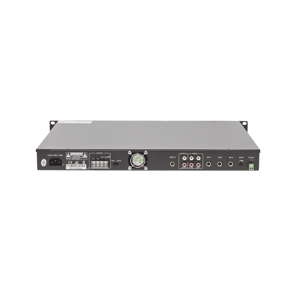Amplificador Mezclador | 120W RMS | Sistema 100V y Baja Impedancia | MP3 | Tuner | Bluetooth | Música ambiental y Voceo