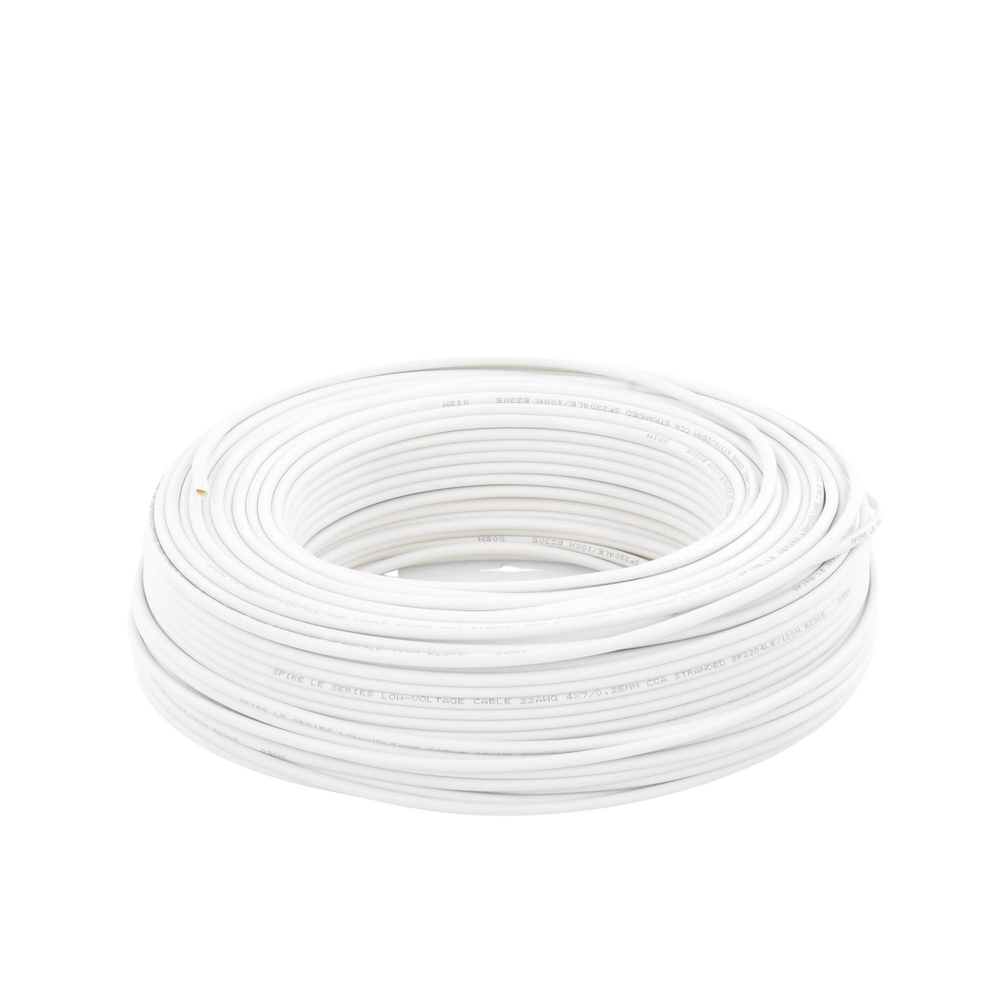Bobina de 100 Metros (328.08 Pies) / Cable de CCA / 4 x 22 AWG / Tipo Aluminio Revestido de Cobre / Aplicaciones en Alarmas de Intrusión / Automatización