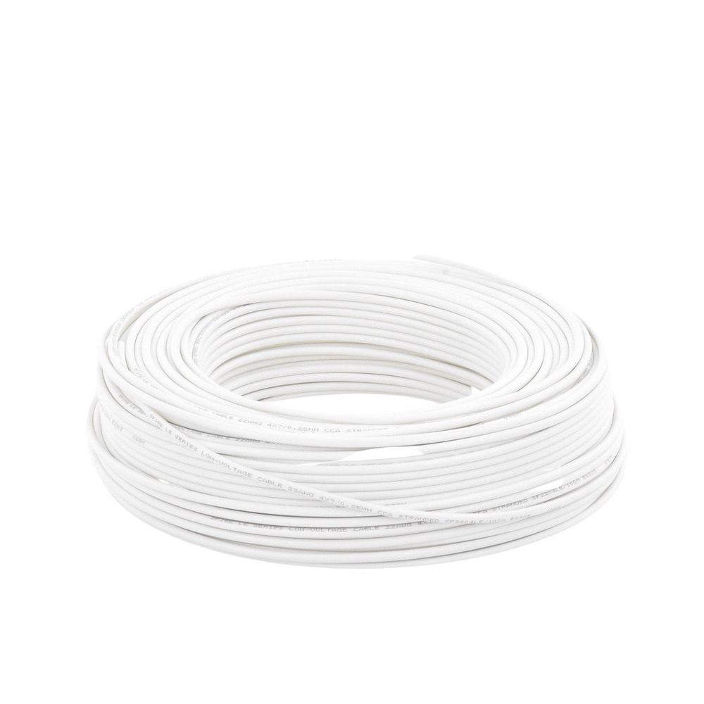 Bobina de 100 Metros (328.08 Pies) / Cable de CCA / 4 x 22 AWG / Tipo Aluminio Revestido de Cobre / Aplicaciones en Alarmas de Intrusión / Automatización