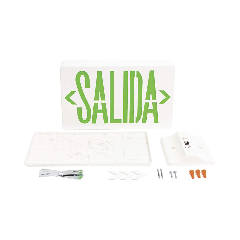 Letrero LED DUAL de SALIDA Universal con alto brillo/uso en pared, lateral o techo/Batería de Respaldo Incluida.