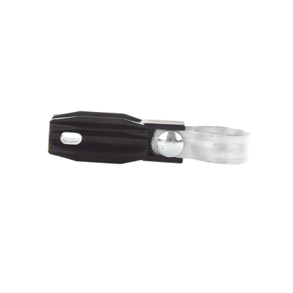 Aislador de paso o esquina con abrazadera incluida de 33-38mm para uso en tubería de malla ciclónica.