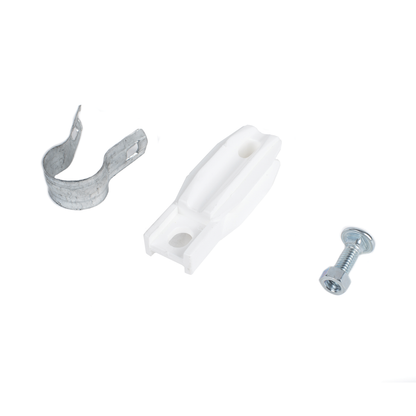 Aislador de paso o esquina de color BLANCO con abrazadera incluida de 1 Pulgada para uso en poste cerco eléctrico