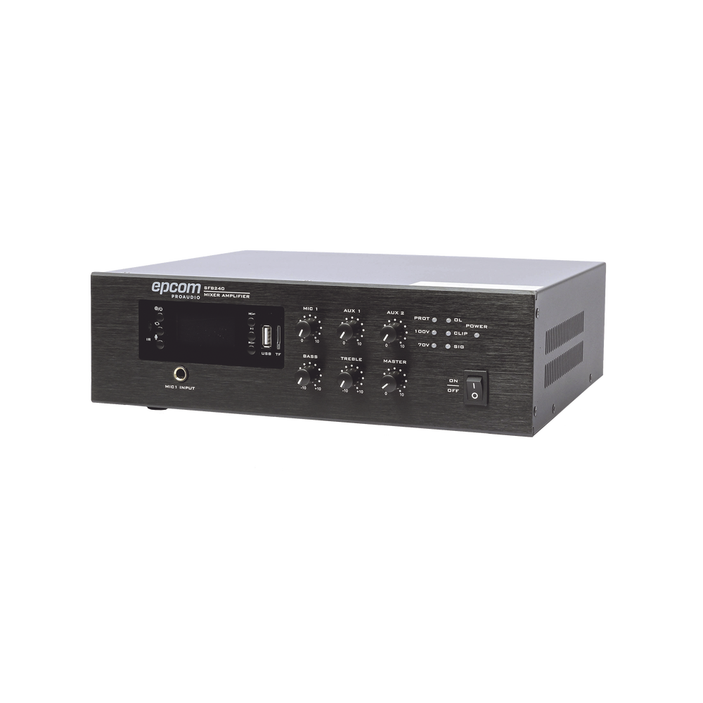 Mini Amplificador de Audio Mezclador | 240W RMS | Sistema 70/100V | MP3 | Tuner | Bluetooth | Musica ambiental y Voceo
