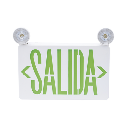 Letrero de Emergencia LED DUAL de SALIDA con Luz de Emergencia/Montaje Universal (pared, lateral o Techo)/Batería de Respaldo Incluida