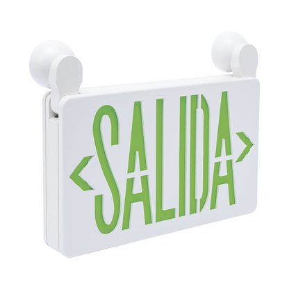 Letrero de Emergencia LED DUAL de SALIDA con Luz de Emergencia/Montaje Universal (pared, lateral o Techo)/Batería de Respaldo Incluida