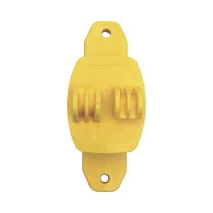 Aislador de Paso color Amarillo reforzado para cercos eléctricos, resistente al clima extremoso