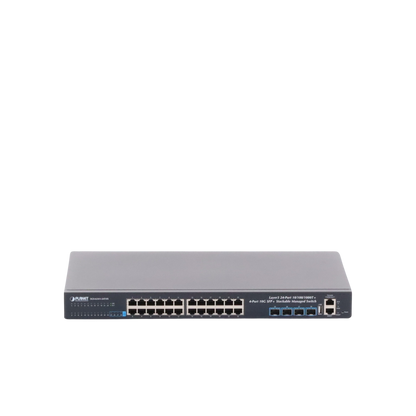 Switch Administrable Capa 3, 24-Puertos 10/100/1000T + 4-Puertos 10G SFP+, Apilable