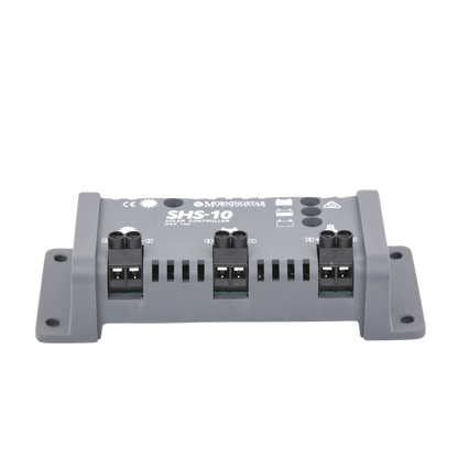 Controlador de Carga Solar PWM 10 A / 12 VCC / Desconexión Automática / IP22 / Protección Integral / Bajo Consumo 8 mA