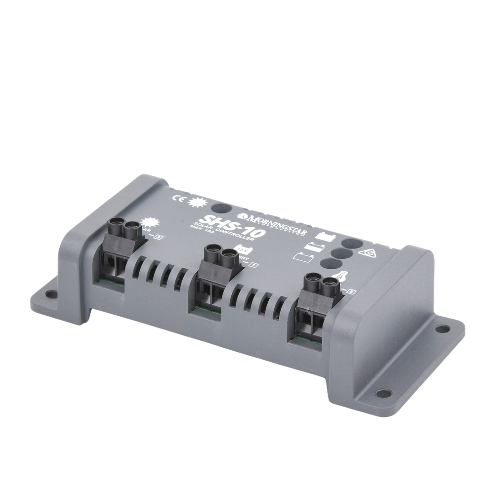Controlador de Carga Solar PWM 10 A / 12 VCC / Desconexión Automática / IP22 / Protección Integral / Bajo Consumo 8 mA